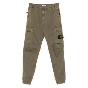 Stone Island Men Tapered Fit Cotton Cargo Pants With Elasticated Waistband